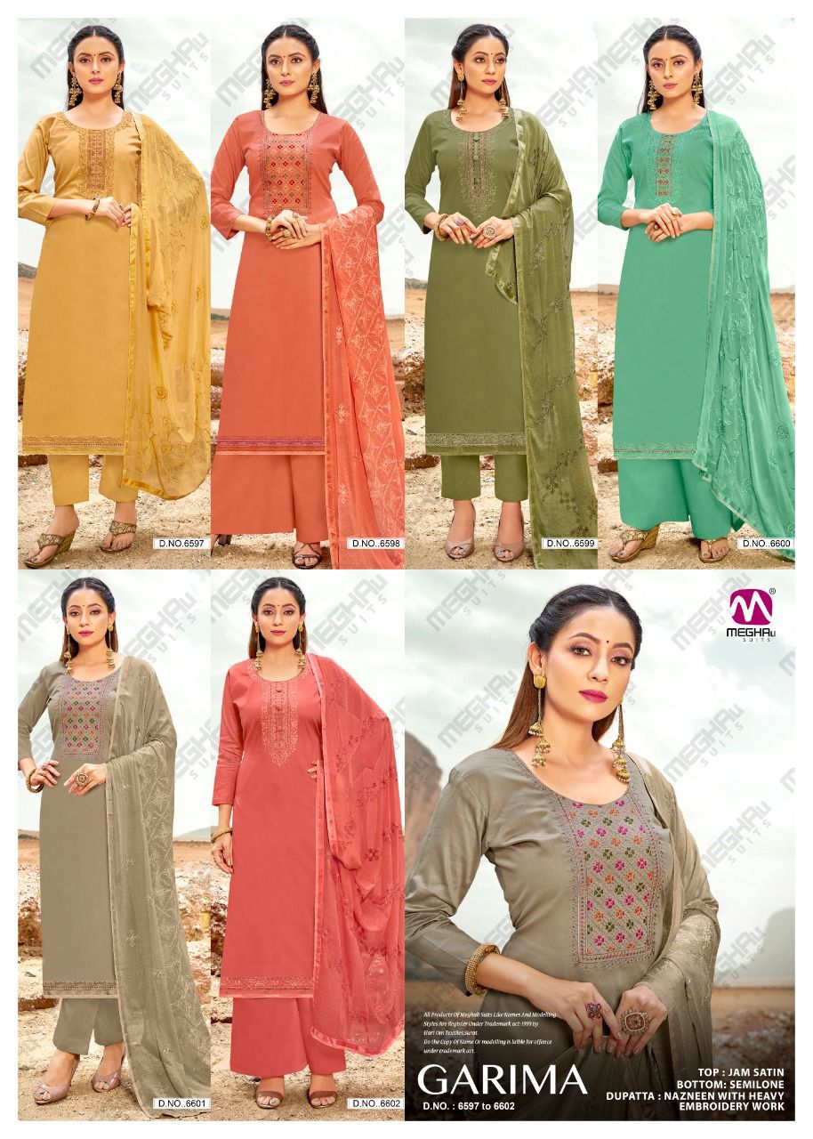 Meghali Garima Jam Satin Festive Wear Designer Dress Material Collection